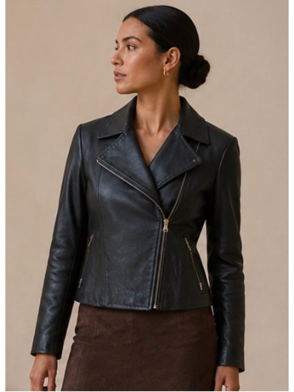 Tally Couture Black Leather Moto Jacket Size S New Chic Moto